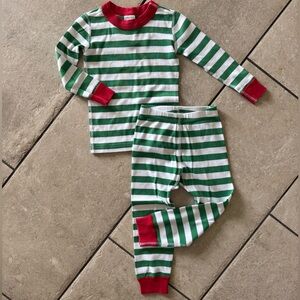❌SOLD❌Hanna Andersson Green, White, & Red Striped Pajama Set